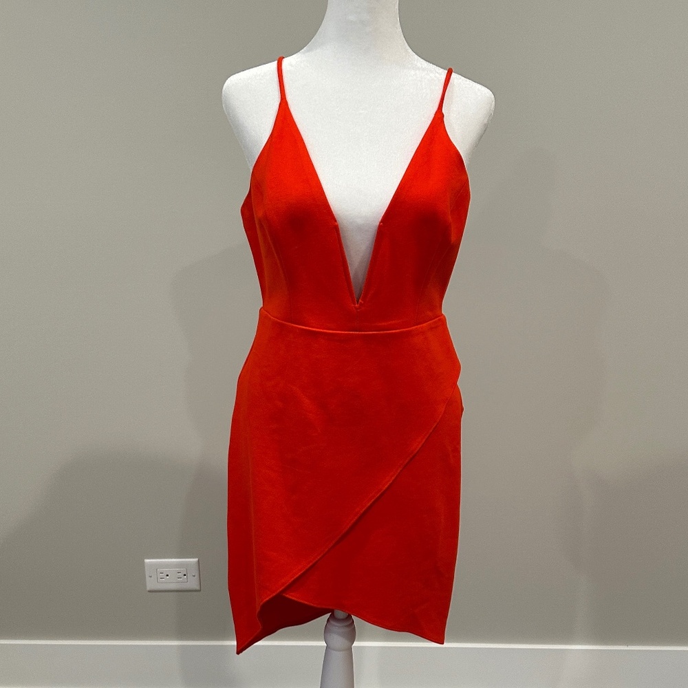 Lulu's Plunging Red Tulip Mini Dress